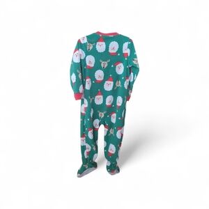 Carter's Festive Green Footie with Santa and Reindeer